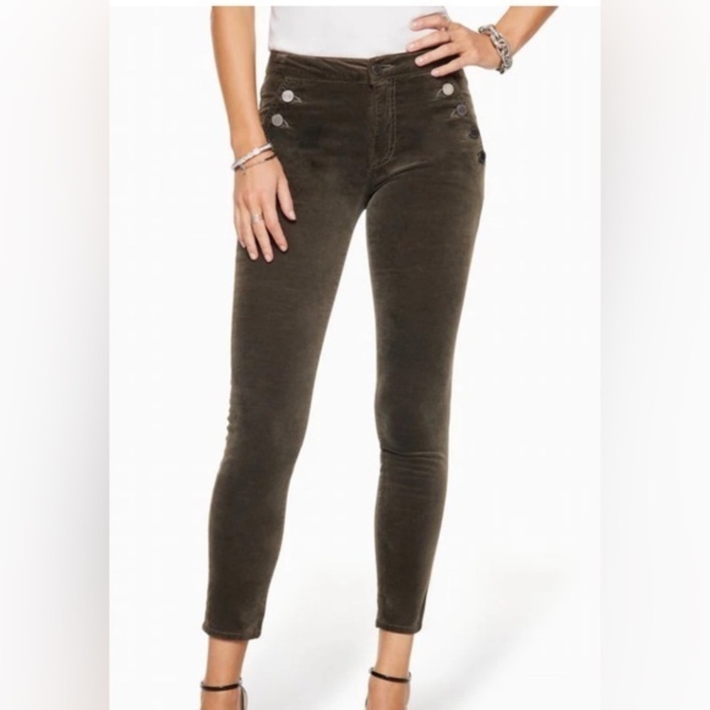 Ramy Brook NEW Velvet Helena Skinny 5 Button Pockets Green Clover Size 31